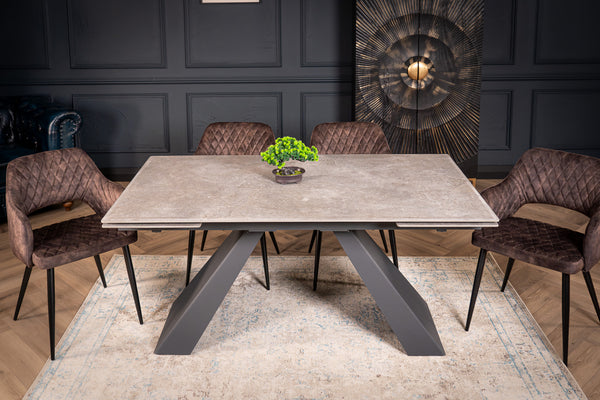 Oasis Extendable Italian Sintered Stone Dining Table in Grey Concrete Marble Look 160-200-240 cm