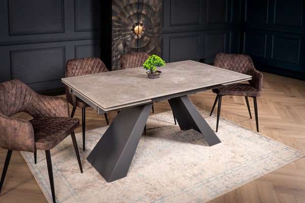 Oasis Extendable Italian Sintered Stone Dining Table in Grey Concrete Marble Look 160-200-240 cm