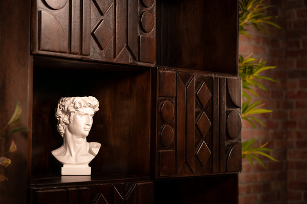 Cherokee Solid Mango Wood Highboard Cabinet with Oriental 3D Pattern 140 cm