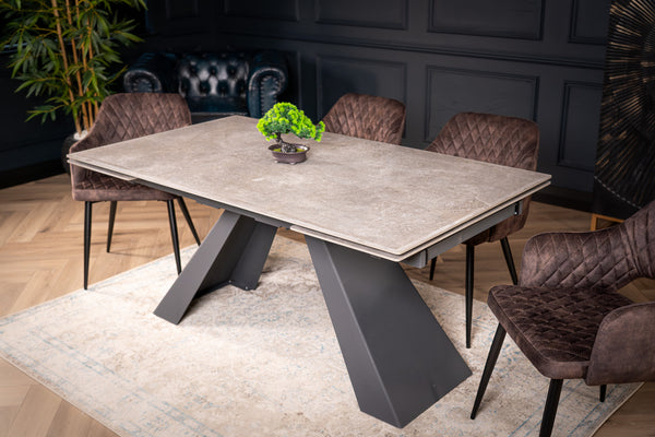 Oasis Extendable Italian Sintered Stone Dining Table in Grey Concrete Marble Look 160-200-240 cm