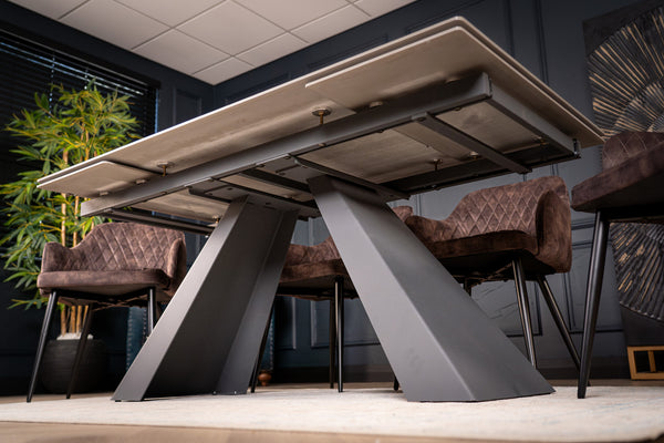 Oasis Extendable Italian Sintered Stone Dining Table in Grey Concrete Marble Look 160-200-240 cm