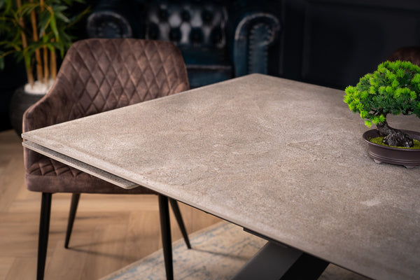 Oasis Extendable Italian Sintered Stone Dining Table in Grey Concrete Marble Look 160-200-240 cm