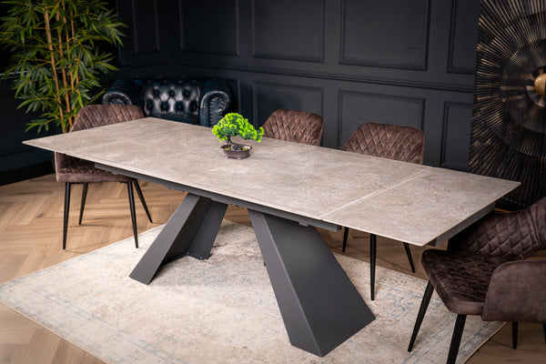 Oasis Extendable Italian Sintered Stone Dining Table in Grey Concrete Marble Look 160-200-240 cm