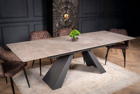 Oasis Extendable Italian Sintered Stone Dining Table in Grey Concrete Marble Look 160-200-240 cm
