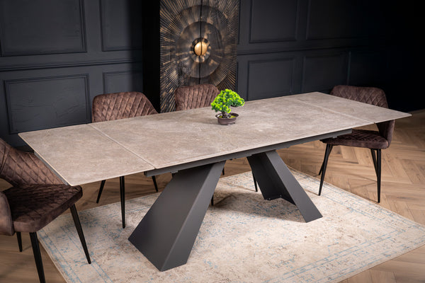 Oasis Extendable Italian Sintered Stone Dining Table in Grey Concrete Marble Look 160-200-240 cm