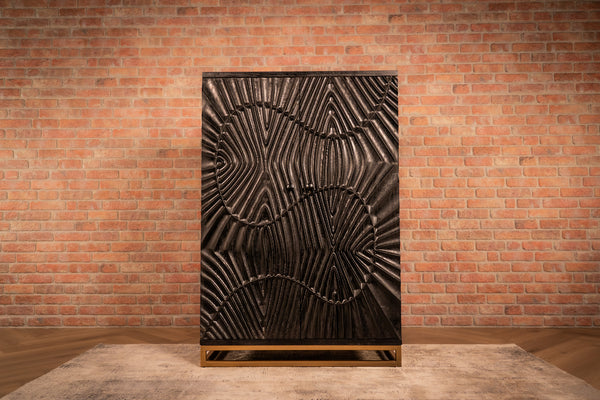 Scorpion Solid Mango Wood Bar Large Cabinet Black 95 x 141 2.0