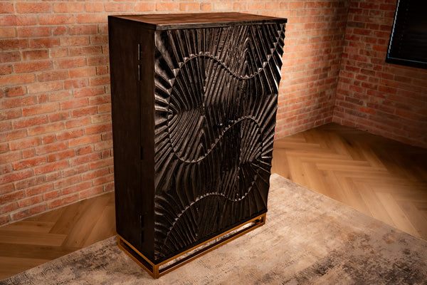 Scorpion Solid Mango Wood Bar Large Cabinet Black 95 x 141 2.0