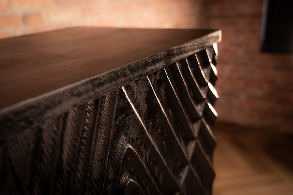 Scorpion Solid Mango Wood Bar Large Cabinet Black 95 x 141 2.0