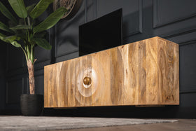 Sunset Solid Mango Wood Floating Sideboard TV Unit in Natural Brown 180cm