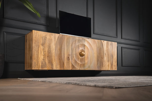 Sunset Solid Mango Wood Floating Sideboard TV Unit in Natural Brown 180cm