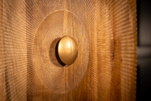 Sunset Handmade Solid Mango Wood Highboard in Natural with Golden Legs 100 cm