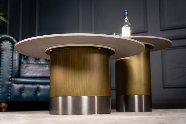 Pienza Italian Sintered Stone Round Coffee Table in Concrete Look 80 cm