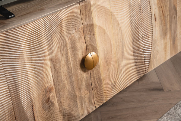 Sunset Solid Mango Wood Floating Sideboard TV Unit in Natural Brown 180cm