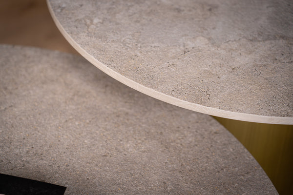 Pienza Italian Sintered Stone Round Side Table in Concrete Look 60 cm