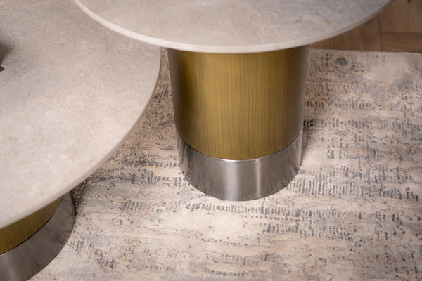 Pienza Italian Sintered Stone Round Side Table in Concrete Look 60 cm