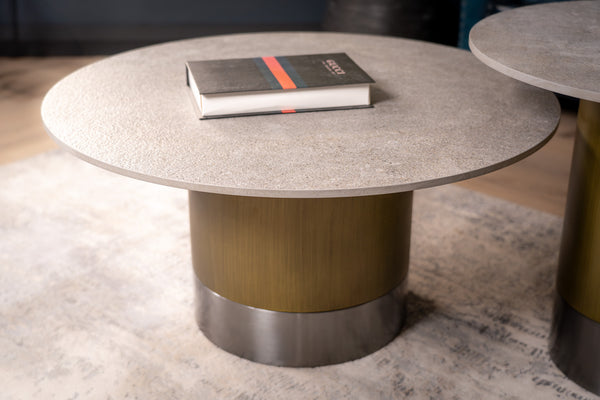 Pienza Italian Sintered Stone Round Coffee Table in Concrete Look 80 cm