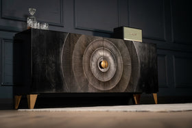 Sunset Handcrafted Solid Mango Wood Black Sideboard 177 cm 2.0