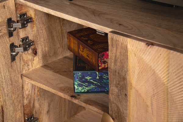 Sunset Solid Mango Wood Floating Sideboard TV Unit in Natural Brown 180cm