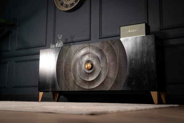 Sunset Handcrafted Solid Mango Wood Black Sideboard 177 cm 2.0