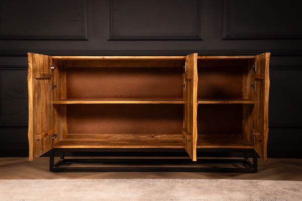 Sunset Handcrafted Solid Mango Wood Natural Brown Sideboard 140 cm