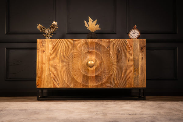 Sunset Handcrafted Solid Mango Wood Natural Brown Sideboard 140 cm