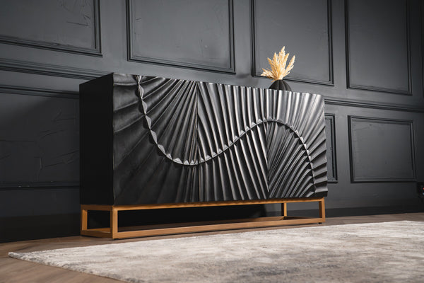Scorpion Solid Mango Wood Sideboard with Elaborated 3d Carvings 140 cm