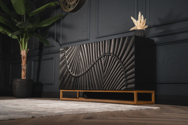 Scorpion Solid Mango Wood Sideboard with Elaborated 3d Carvings 140 cm