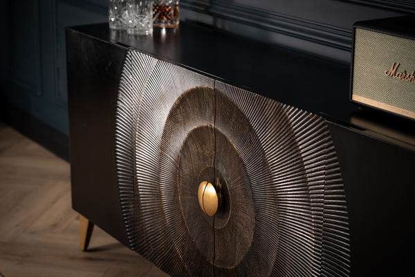 Sunset Handcrafted Solid Mango Wood Black Sideboard 177 cm 2.0