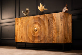 Sunset Handcrafted Solid Mango Wood Natural Brown Sideboard 140 cm