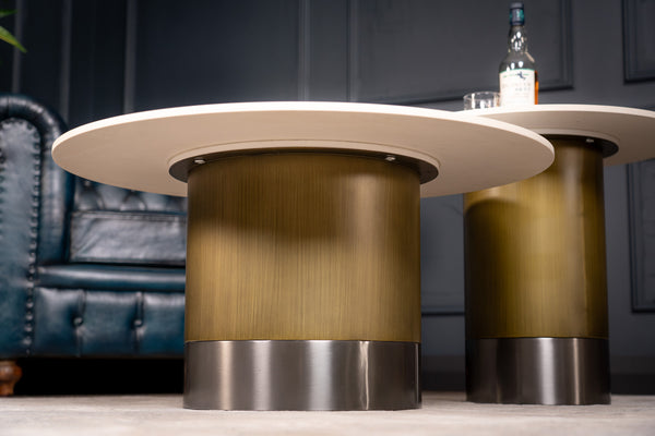 Pienza Italian Sintered Stone Round Coffee Table in Calacatta White Marble 80 cm