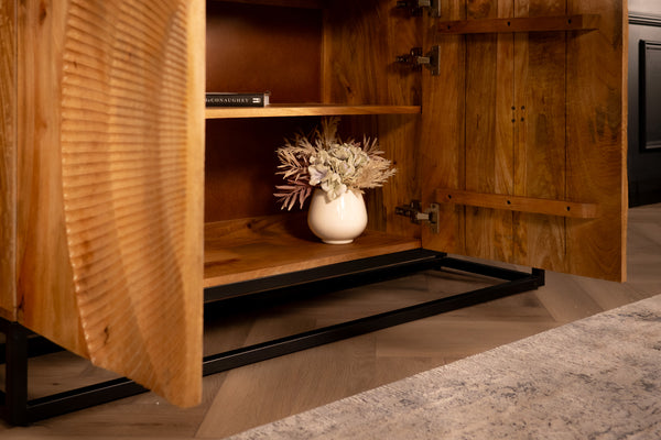 Sunset Handcrafted Solid Mango Wood Natural Brown Sideboard 140 cm