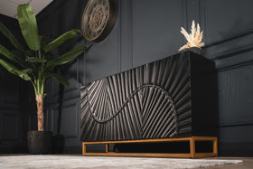 Scorpion Solid Mango Wood Sideboard with Elaborated 3d Carvings 140 cm