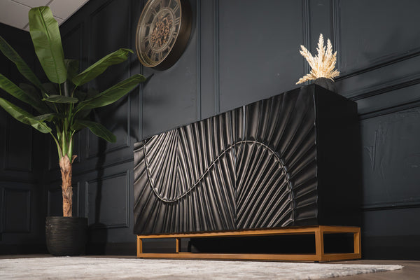 Scorpion Solid Mango Wood Sideboard with Elaborated 3d Carvings 140 cm