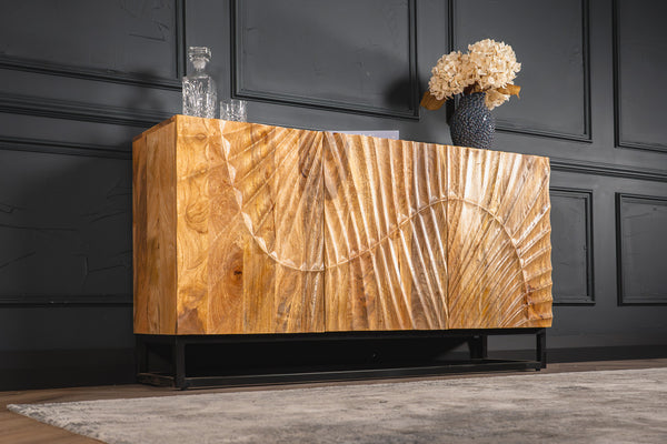 Scorpion Solid Mango Wood Sideboard with Elaborated 3d Carvings 140 cm Brown 2.0