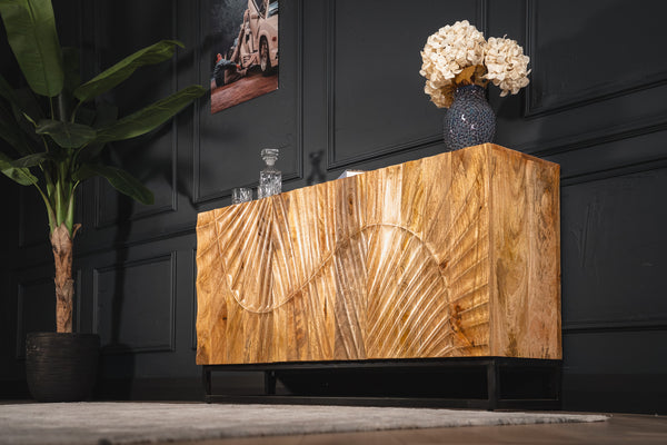 Scorpion Solid Mango Wood Sideboard with Elaborated 3d Carvings 140 cm Brown 2.0