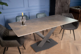 Eleganza Italian Sintered Stone Dining Table in Grey Gold Vienna Marble Look 180 cm