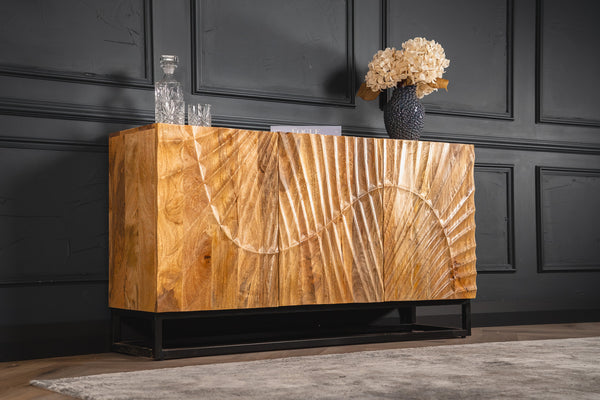 Scorpion Solid Mango Wood Sideboard with Elaborated 3d Carvings 140 cm Brown 2.0
