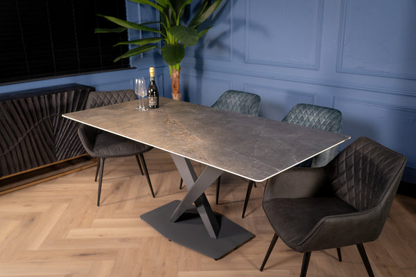 Eleganza Italian Sintered Stone Dining Table in Grey Gold Vienna Marble Look 180 cm