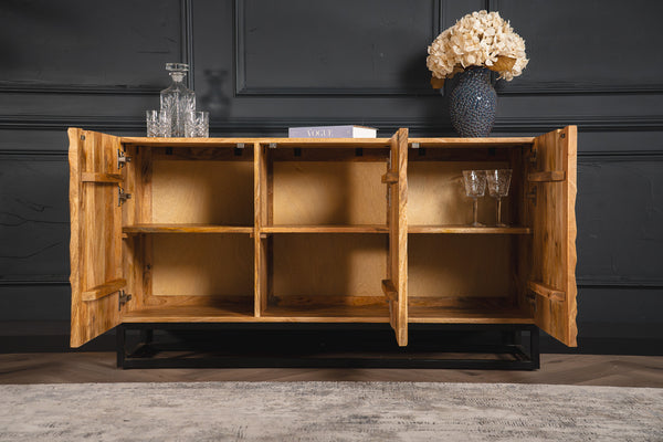 Scorpion Solid Mango Wood Sideboard with Elaborated 3d Carvings 140 cm Brown 2.0