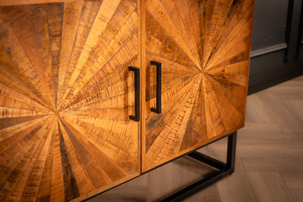 Artisan Industrial Mango Wood Sideboard with Handmade Mosaic 160 cm