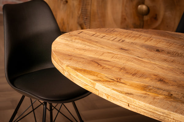 Galaxie Industrial Design Natural Mango Wood Oval Dining Table with Black Spider Legs 200 cm