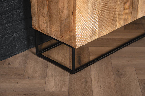 Sunset Handmade Solid Mango Wood Highboard Cabinet Natural Brown 120 cm