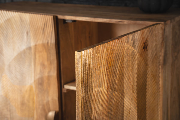 Sunset Handmade Solid Mango Wood Highboard Cabinet Natural Brown 120 cm