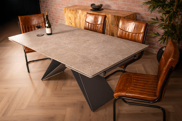 Apollo Extendable Italian Sintered Stone Dining Table in Concrete Look 180-220-260 cm