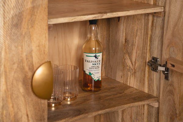 Sunset Handmade Solid Mango Wood Highboard Cabinet Natural Brown 120 cm