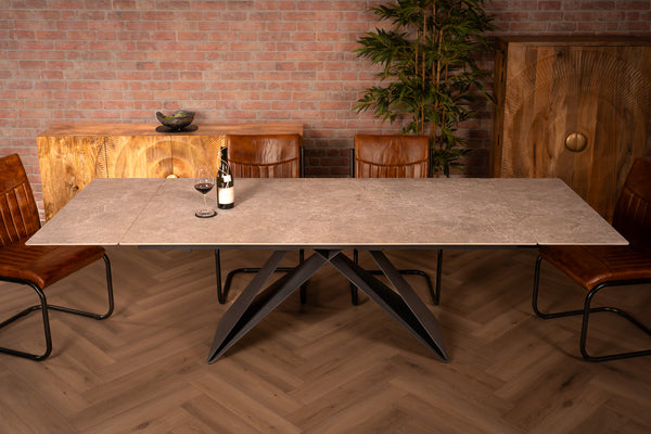 Apollo Extendable Italian Sintered Stone Dining Table in Concrete Look 180-220-260 cm