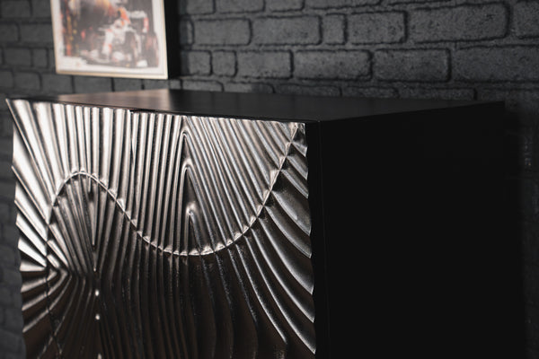 Scorpion Handmade Solid Mango Wood Black Highboard with 3D Carving 120 cm