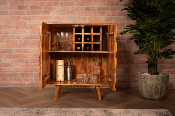 Hive Solid Acacia Wood Bar Cabinet 76 cm