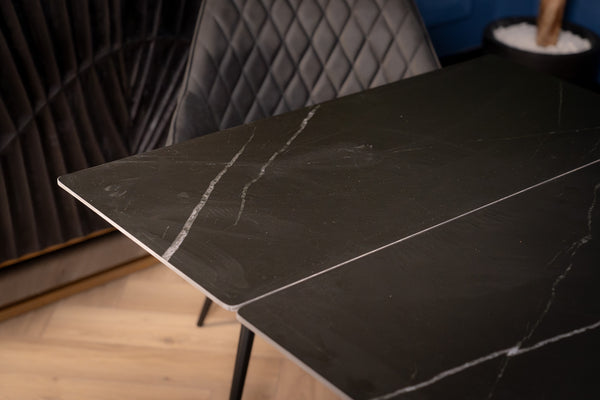 Oasis Extendable Italian Sintered Stone Dining Table in Black Manhattan Marble Look 160-200-240 cm