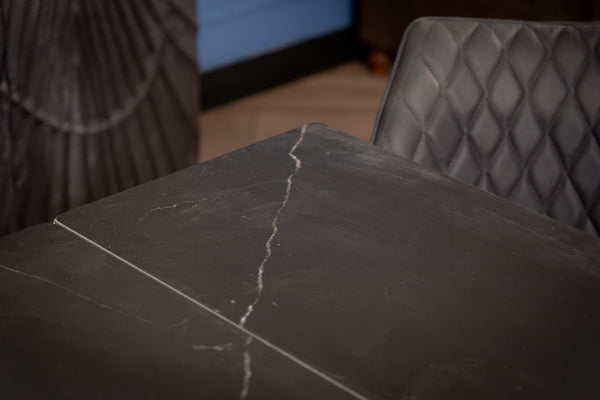 Oasis Extendable Italian Sintered Stone Dining Table in Black Manhattan Marble Look 160-200-240 cm